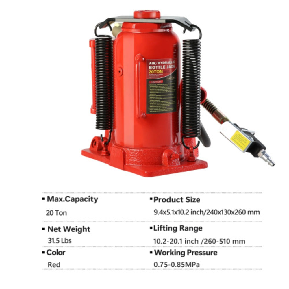 20 Ton Air Hydraulic Bottle Jack with Manual Hand Pump B7788