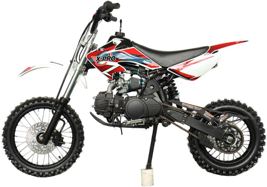 125cc Dirt Bike with 4-Speed Semi-Automatic Transmission, 14"/12" Tires A525