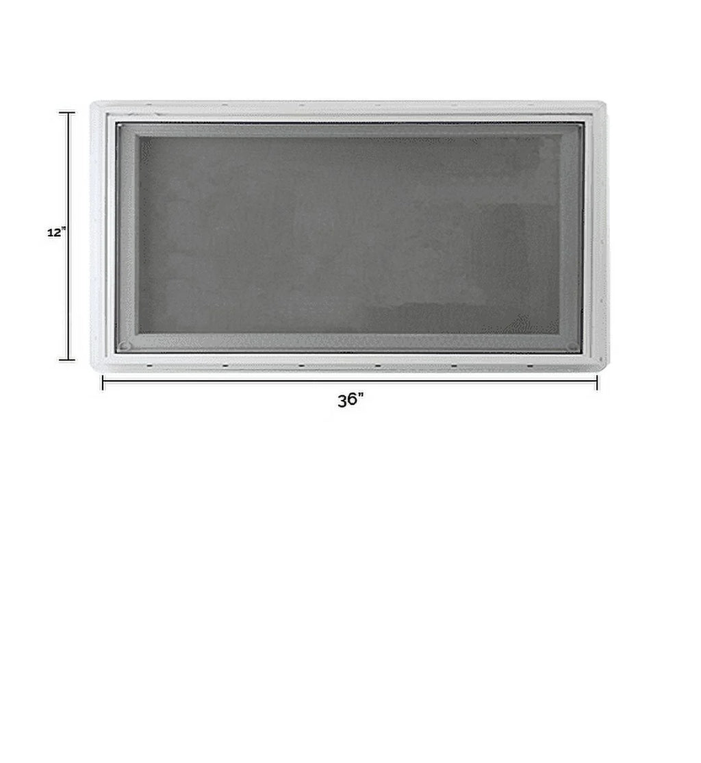 36" x 12" White Vinyl Casement Window with Tempered Low-E Glass C28390