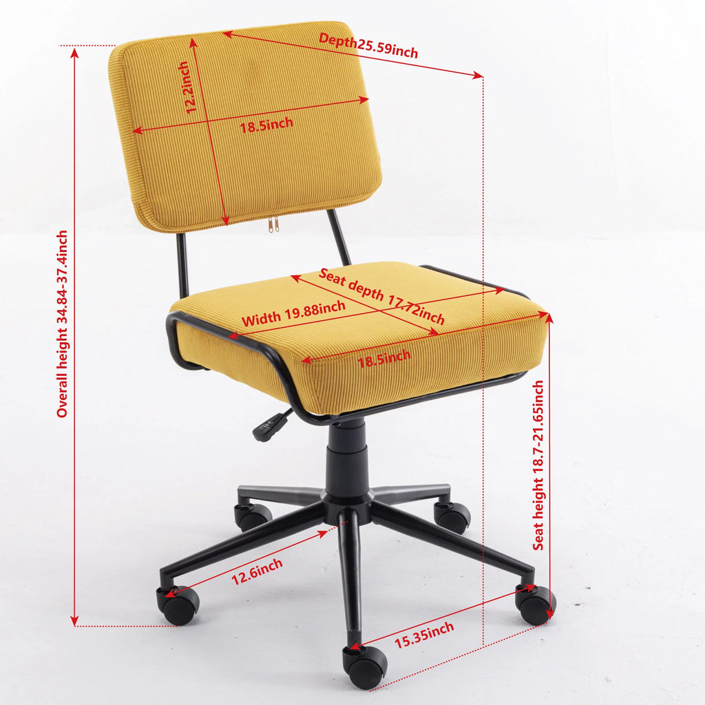 White Corduroy Swivel Desk Chair with Wheels A118517