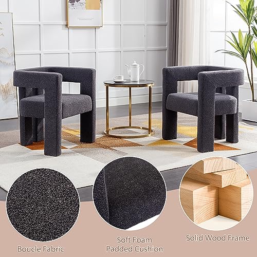 Set of 4 Green Boucle Dining Chair U950172