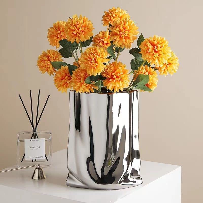 Sliver Ceramic Vase 7.9 Inch Tall Flower Vase P709291