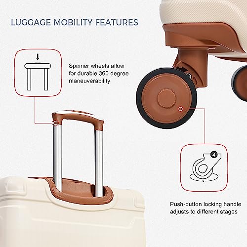 Brown and Ivory 4-Piece Expandable Hardside Suitcase Set M480314