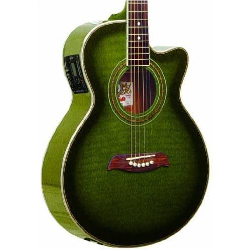 Trans Green Cutaway Acoustic Electric Guitar Y8524