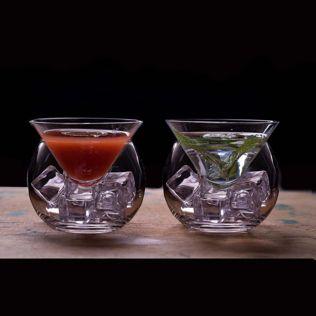 Set of 4 Stemless Martini Glasses with Chiller G166325