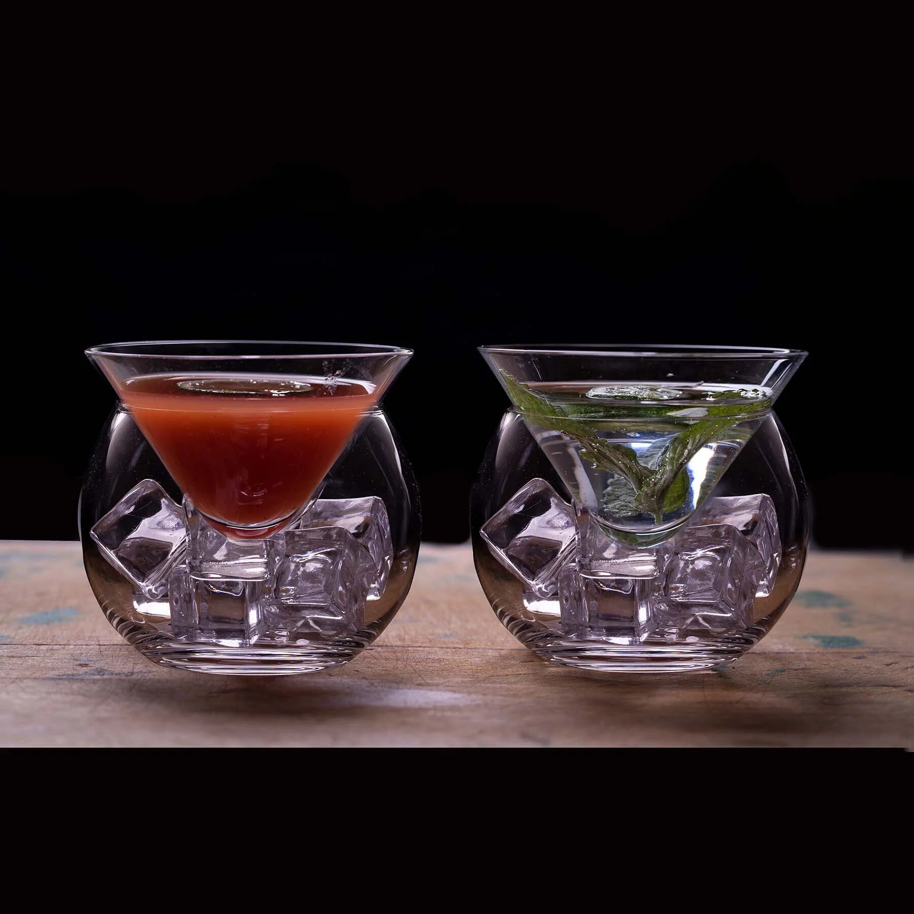 Set of 4 Stemless Martini Glasses with Chiller G166325