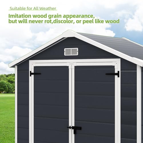 LightGray Resin Outdoor Storage Shed 6x4.4FT with Floor U299299