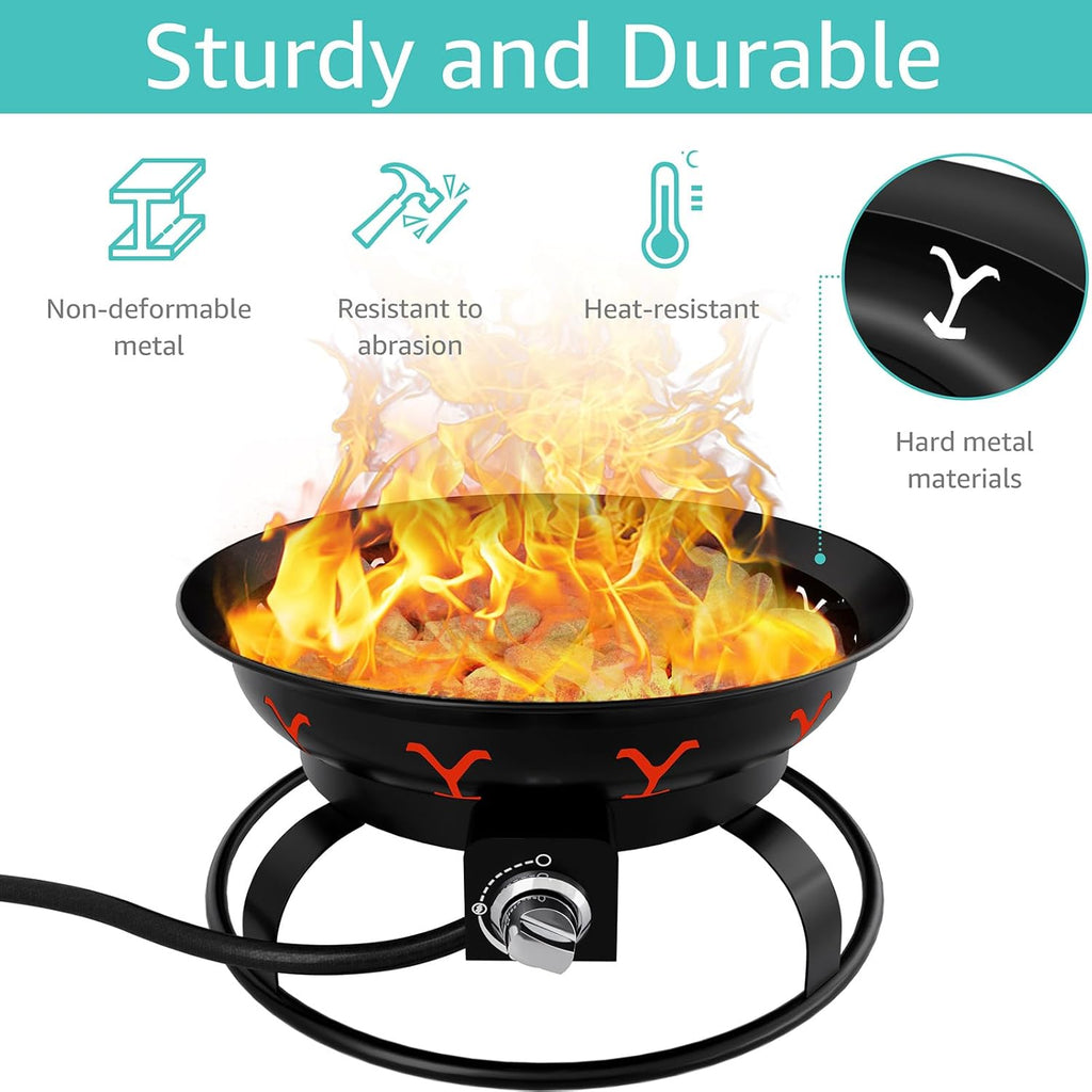 Portable Propane Fire Pit with Lid B7193
