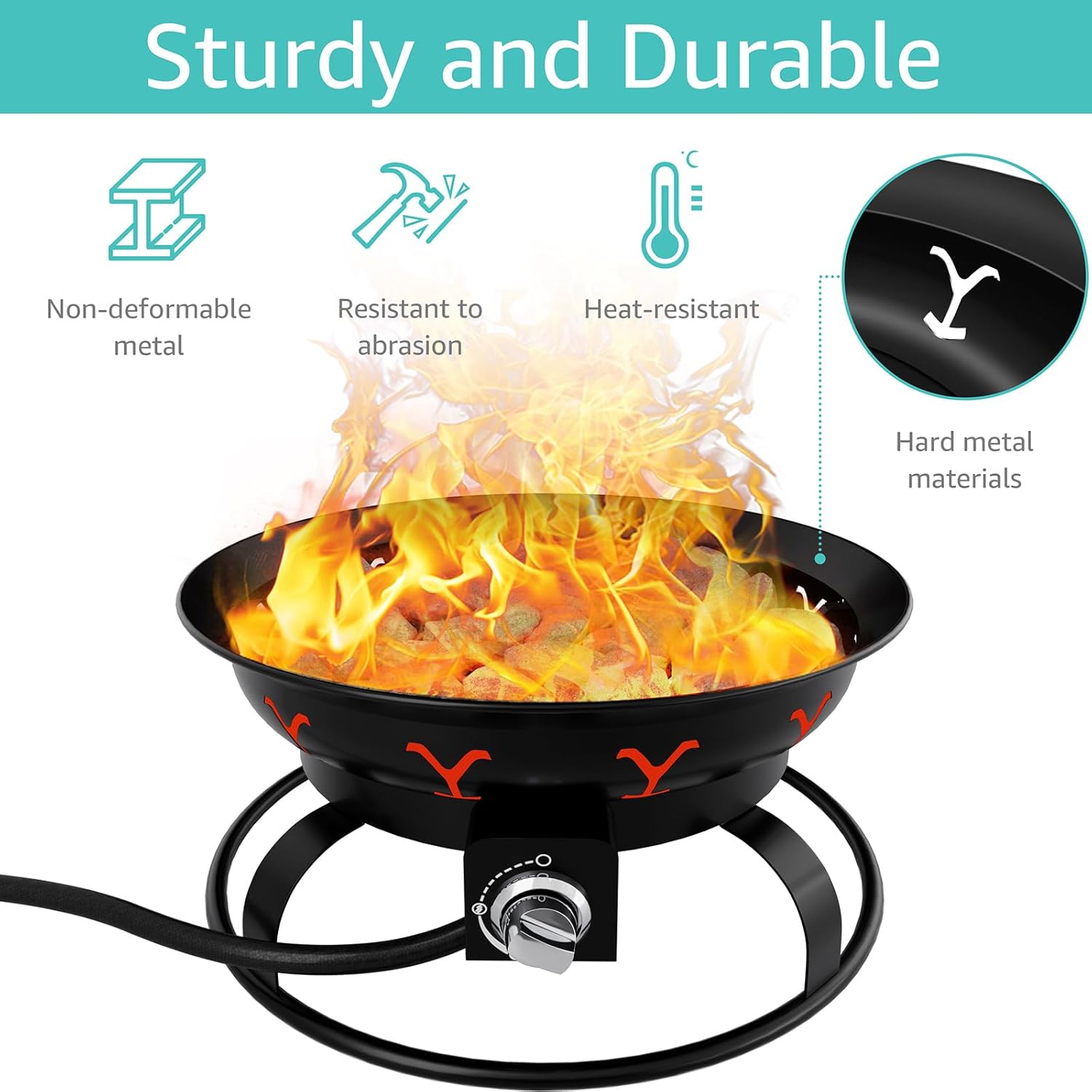 Portable Propane Fire Pit with Lid B7193