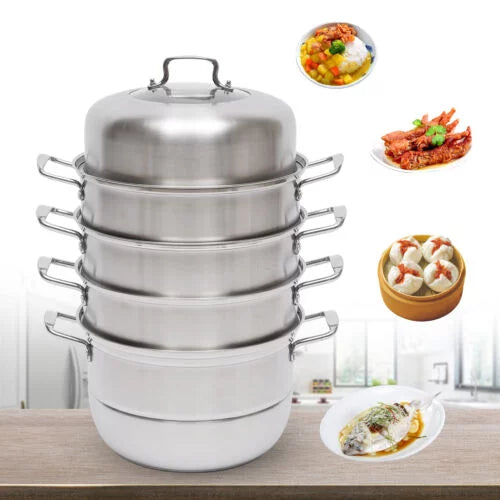 5 layers Stainless Steel Steamer Cooker Pot with Glass Lid D52037