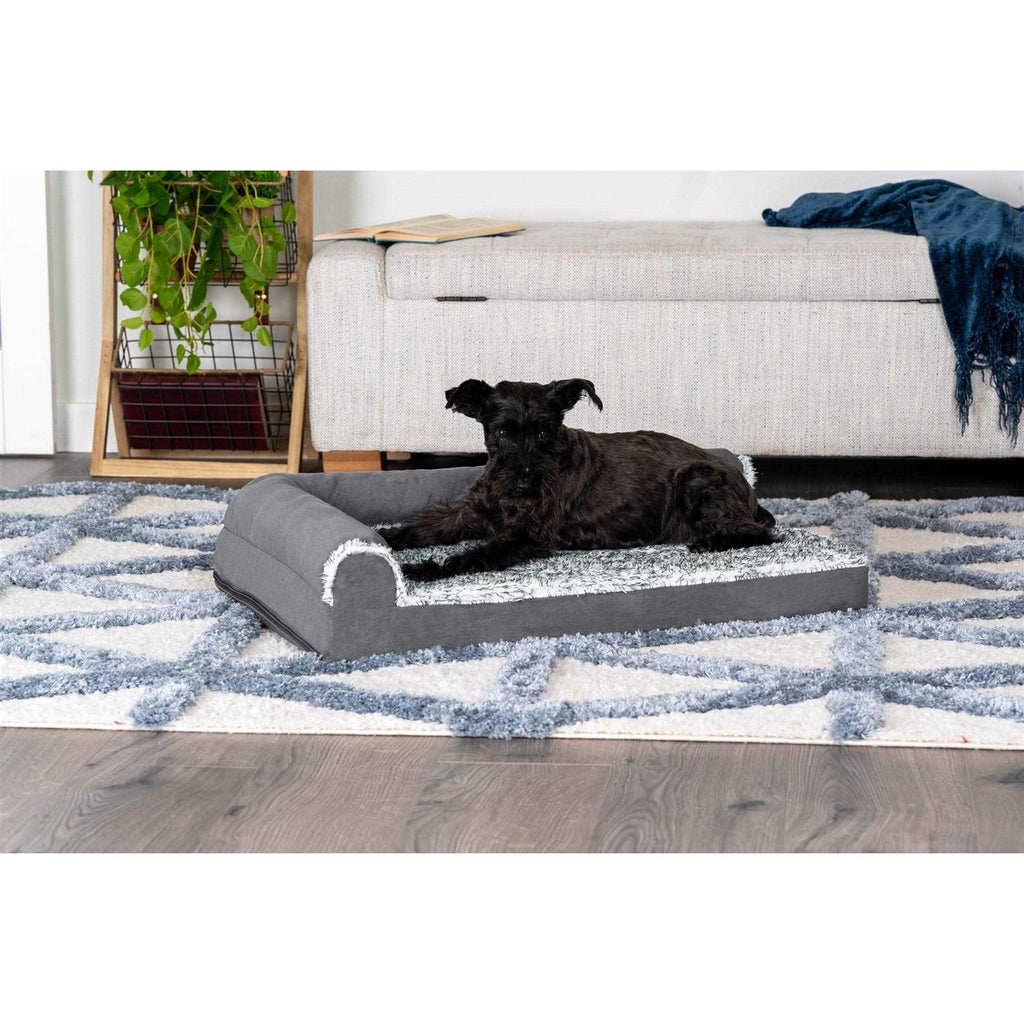 Two-Tone Faux Fur Suede Chaise Lounge Dog Bed G7750