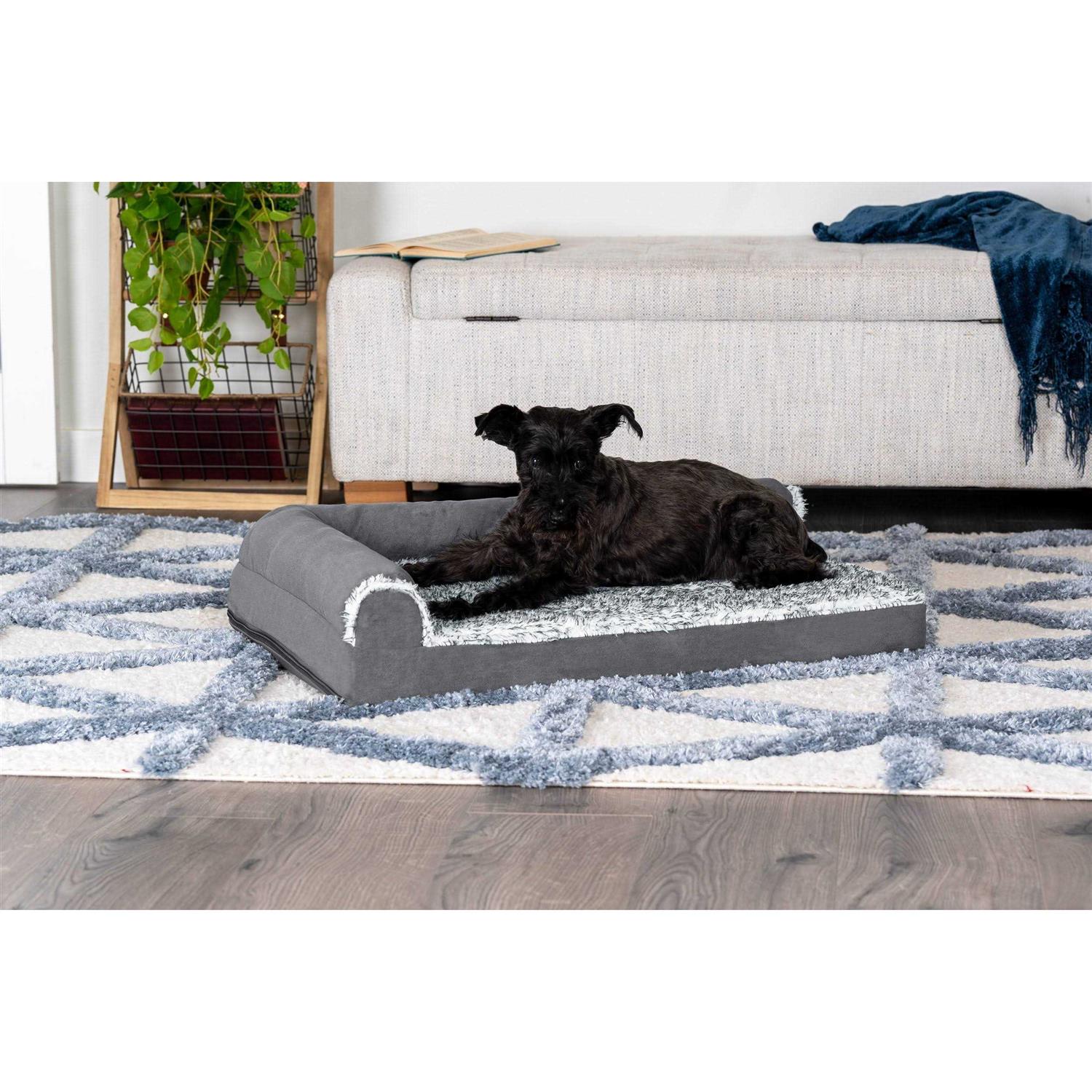 Two-Tone Faux Fur Suede Chaise Lounge Dog Bed G7750