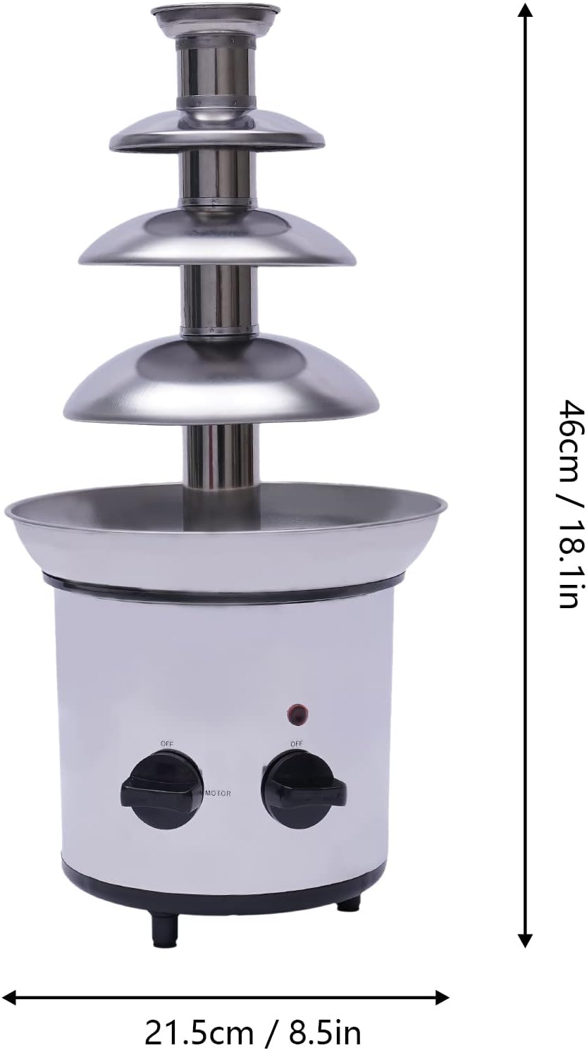 4-Tier Stainless Steel Chocolate Fountain Machine, 110V, 170W, 1kg/2.2lbs Q61366