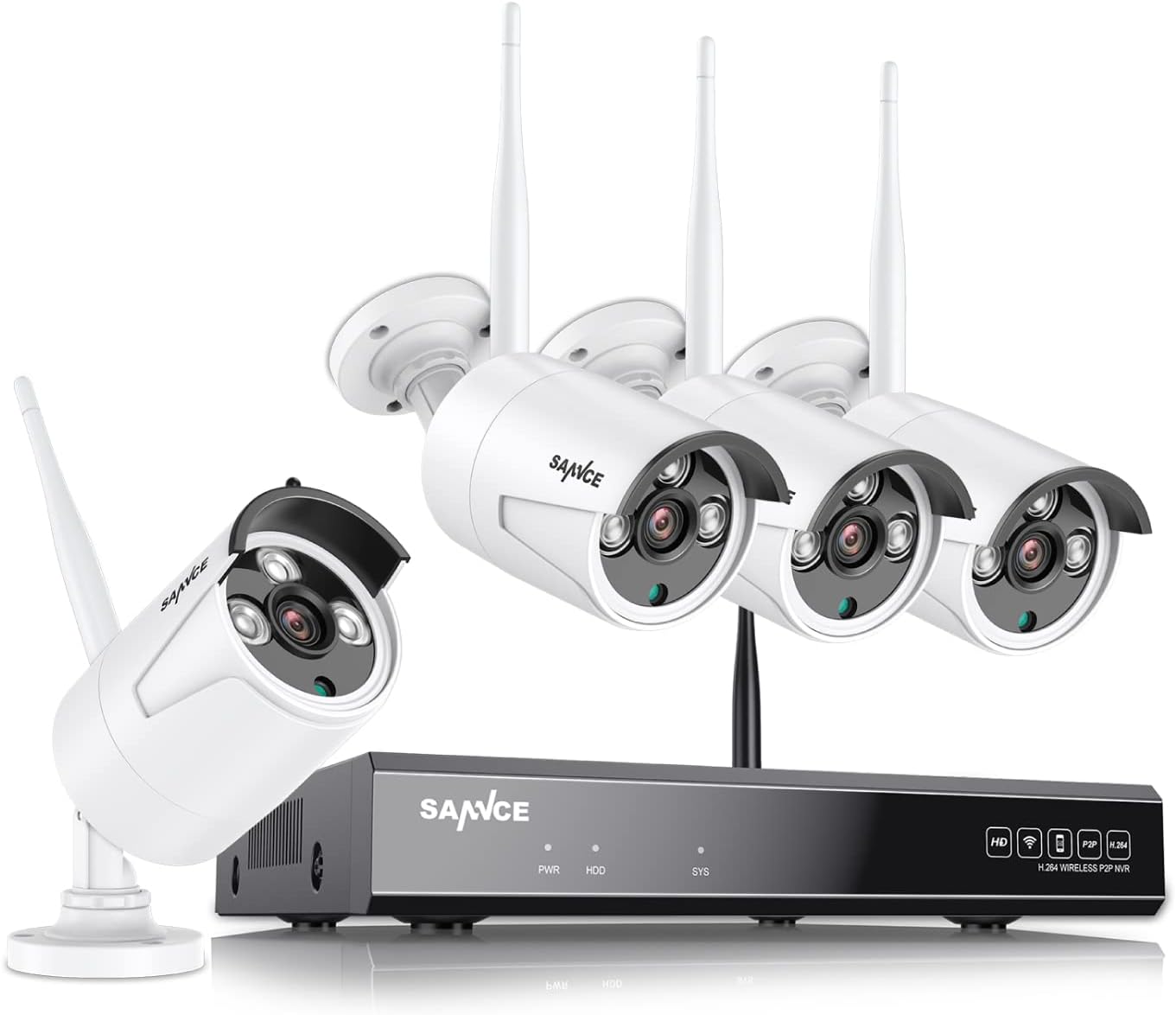 5MP Wireless NVR Security System with 4Pcs 3MP WiFi Surveillance Cameras N9351