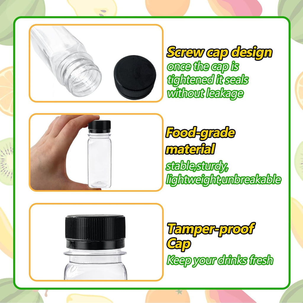 30PCS 2oz Clear Plastic Shot Bottles with Caps C585210