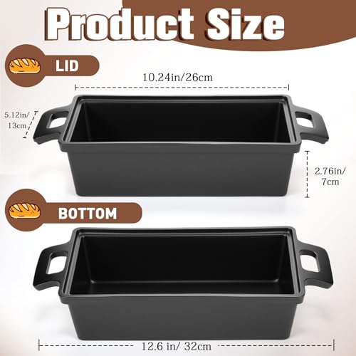 2 Piece 10 x 5 Inches Cast Iron Bread Pan with Lid Loaf Pans Set N5756