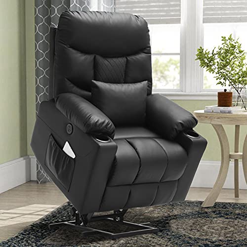 Grey Linen Fabric Power Lift Recliner Chair with Massage and Heated C16198