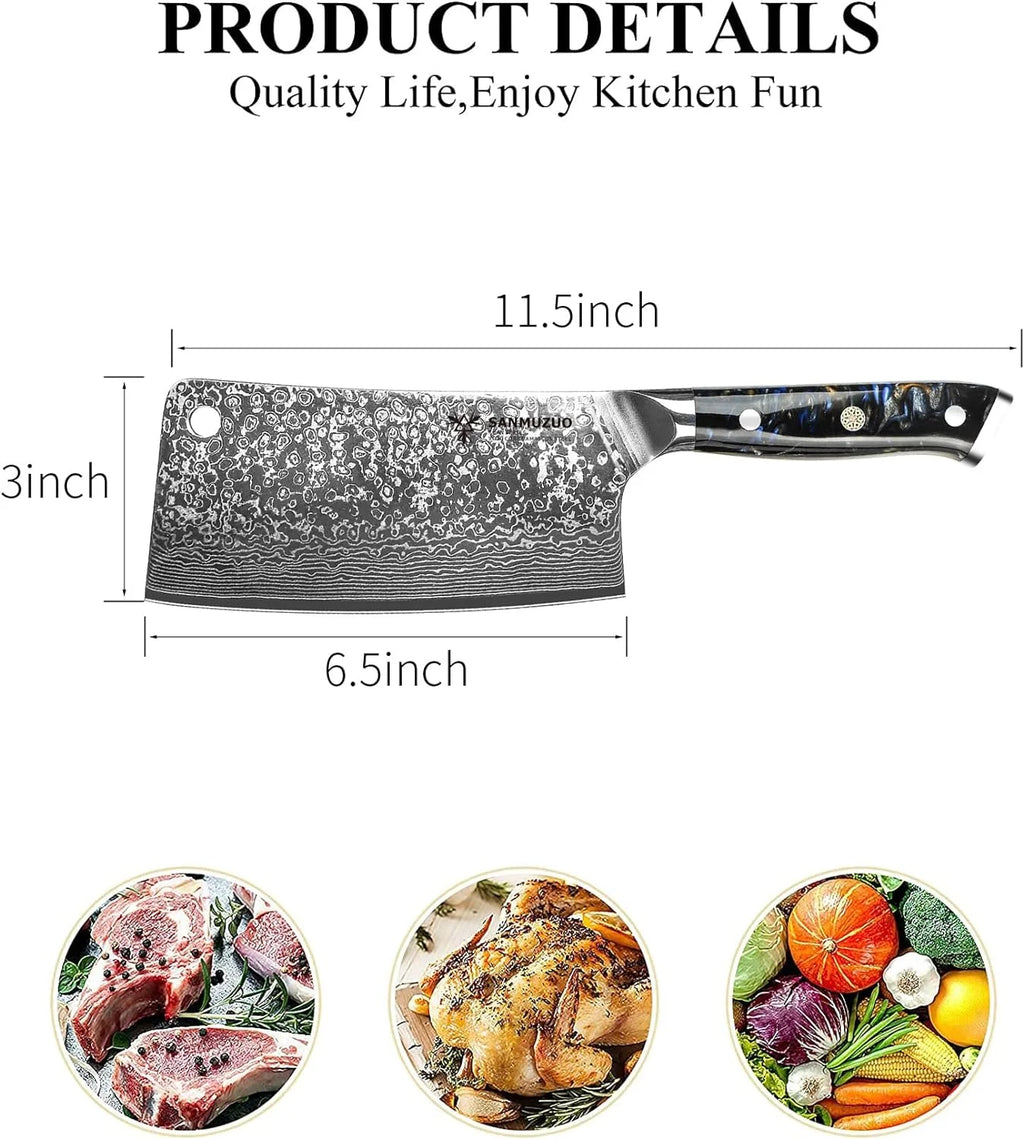 7 inch VG10 Damascus Steel Cleaver Knife Y160