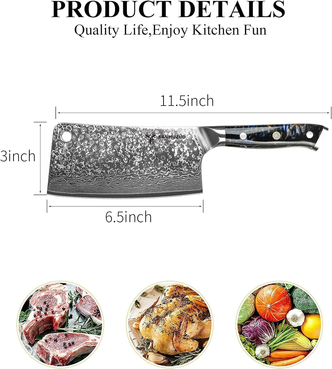 7 inch VG10 Damascus Steel Cleaver Knife Y160