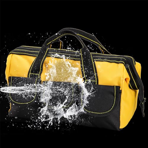 3 Pack 13 Inch Tool Bag with Waterproof Base, Heavy Duty Tool Storage Bag Organizer, 5 Pockets Z31874