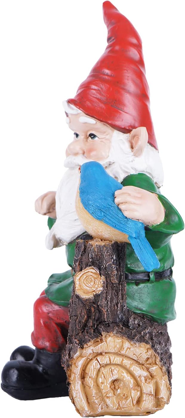 Outdoor Gnome Statue with Bird Statue Y1676