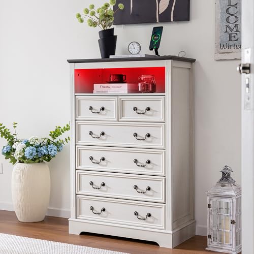 Vintage Gray 6 Drawer Dresser A41970