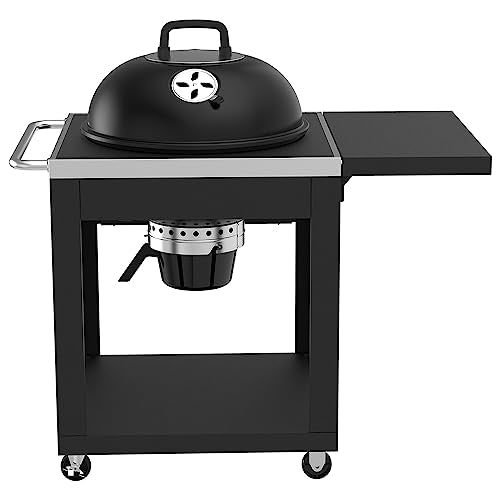 22" Charcoal Barrel Grill with Side Shelf, Black N646149