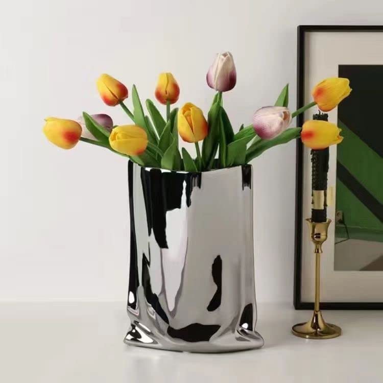 Sliver Ceramic Vase 7.9 Inch Tall Flower Vase P709291