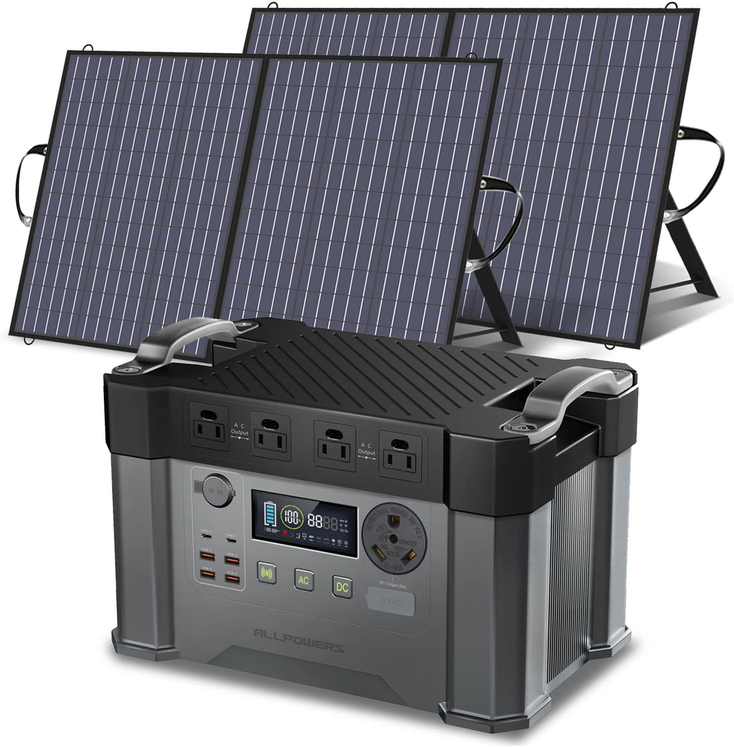 2400W Portable Power Station with 2pcs Foldable Solar Panel 100W G769