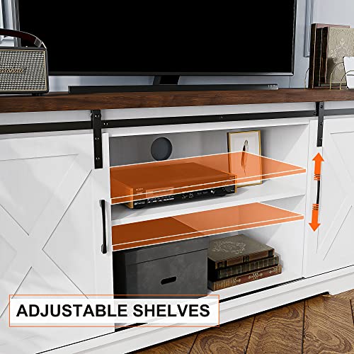 White Tall TV Stand with Storage and Shelves I510349