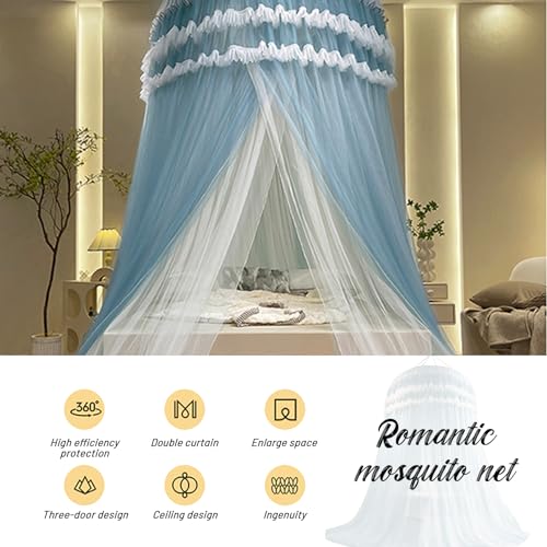 Pink Double Layer Sheer Mesh Canopy Curtain E736