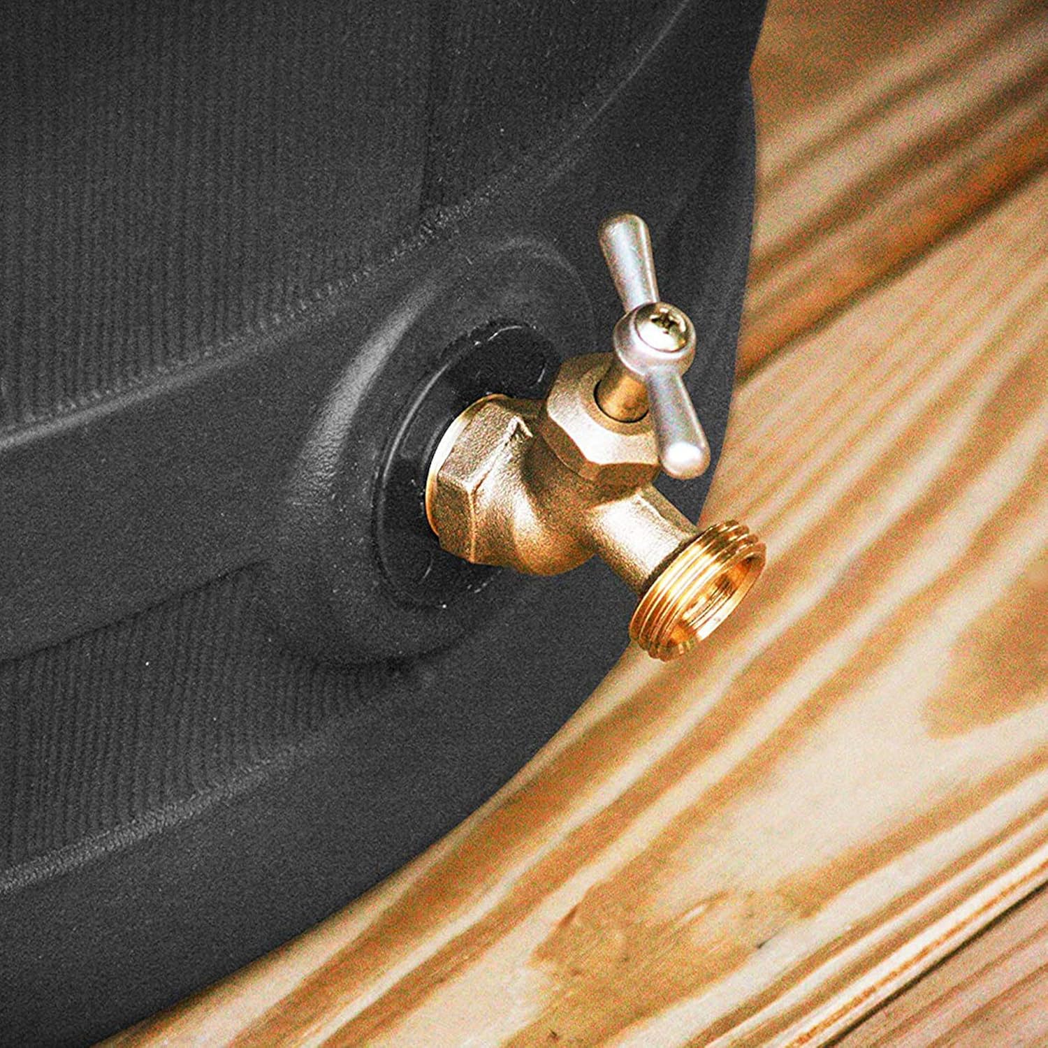 40 Gallon Black Plastic Rain Water Storage Barrel Drum with Brass Spigot (2 Pack) V336330
