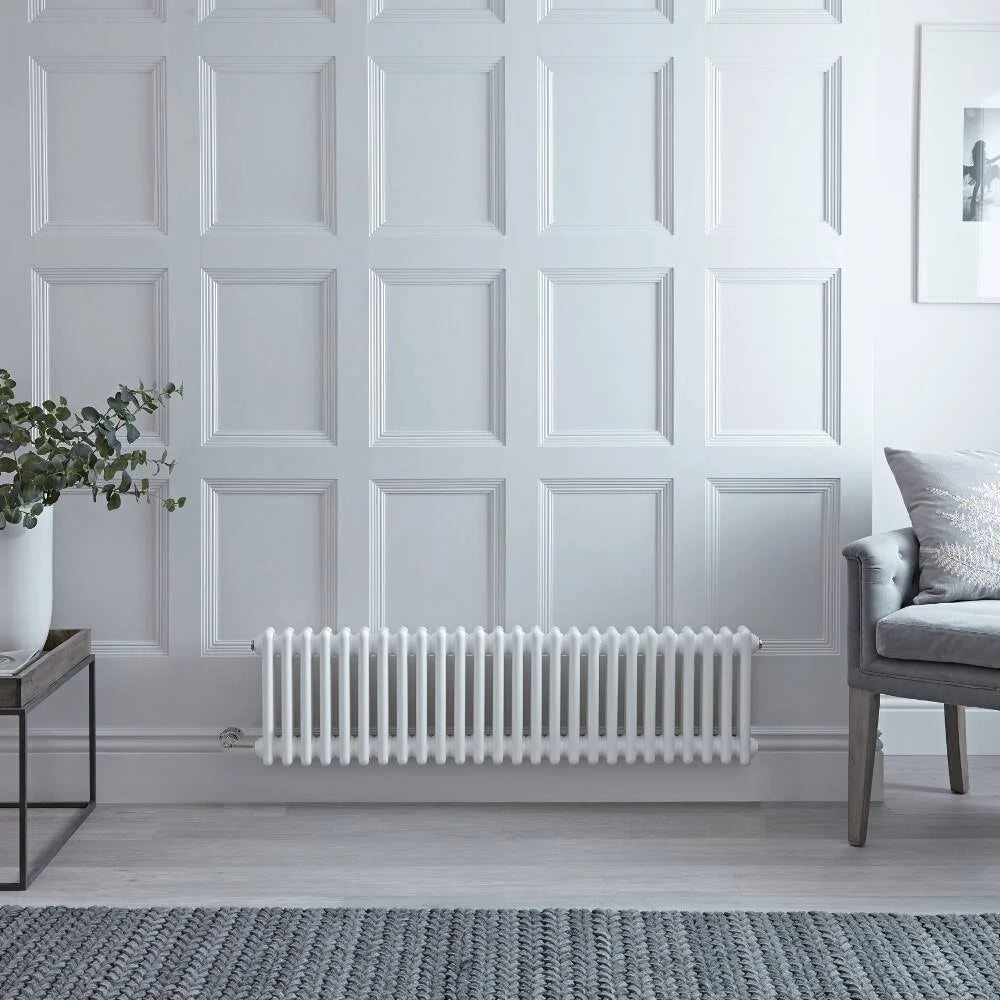 White Horizontal 2-Column Cast-Iron Style Radiator Q70505