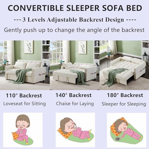3 in 1 Velvet Sleeper Loveseat with Pull Out Bed W768