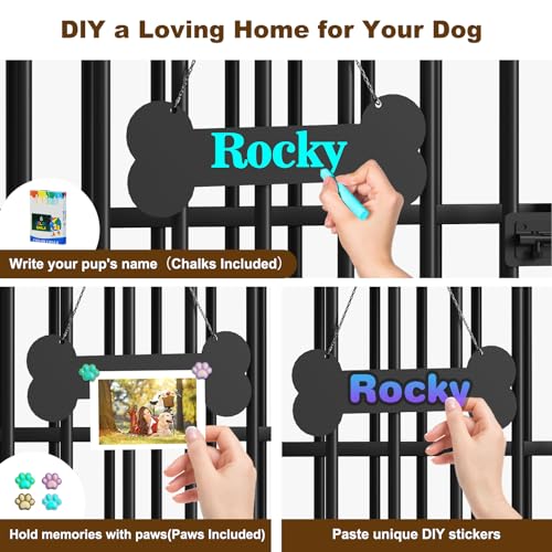 Rustic Brown Wooden Dog Crate Furniture with Adjustable Bowls R6620