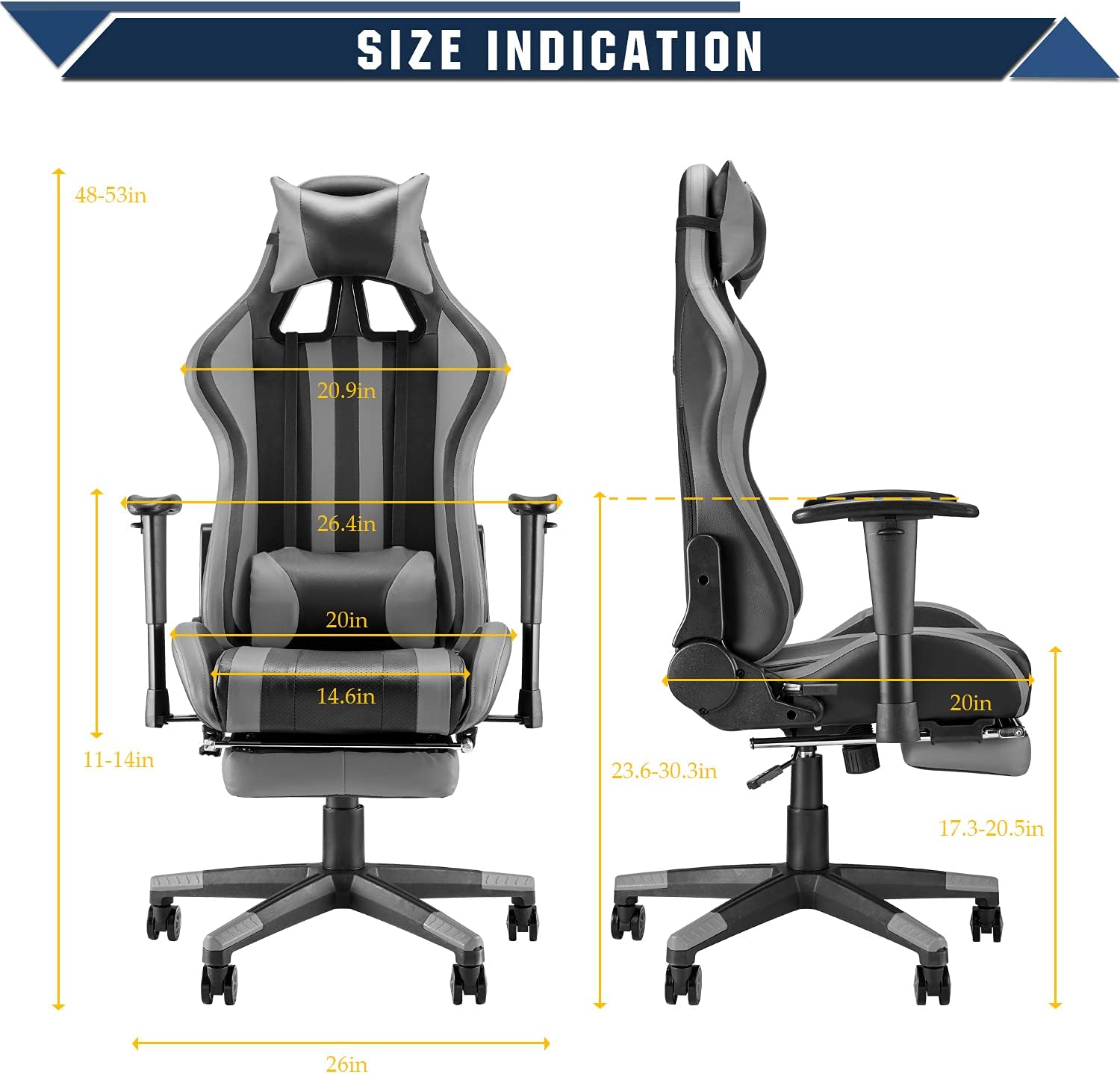 Black/Gray Swivel Desk Gaming Chair with Footrest D448
