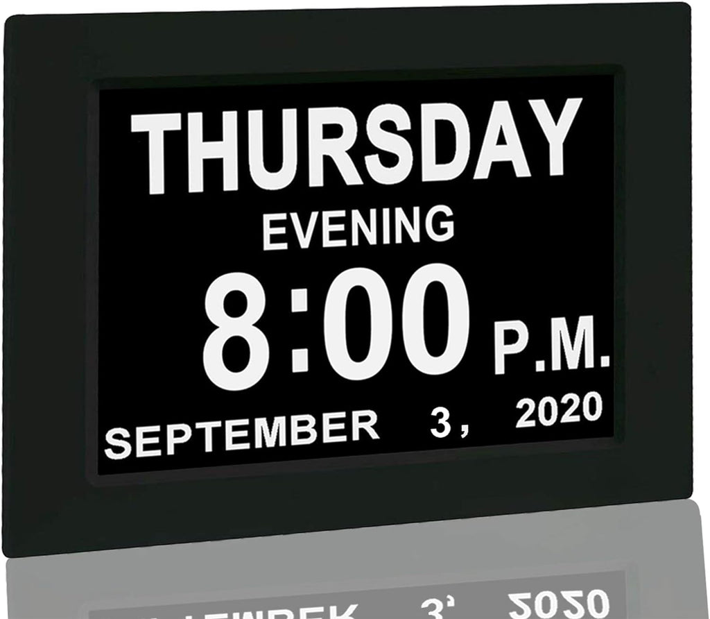 White 8" Large Screen Digital Calendar Alarm Day Clock B453496