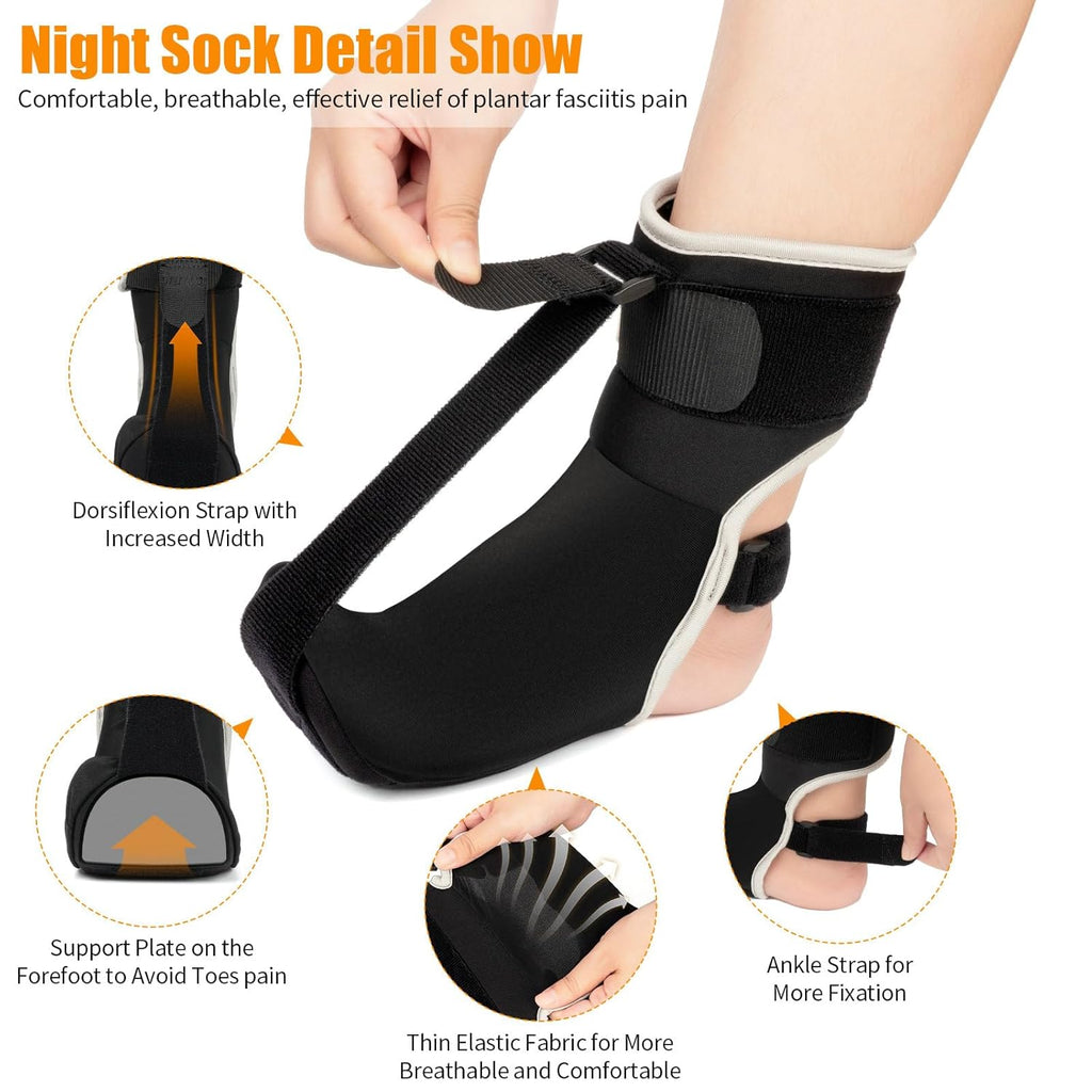 Black Plantar Fasciitis Night Splint Brace (Small) Z91236