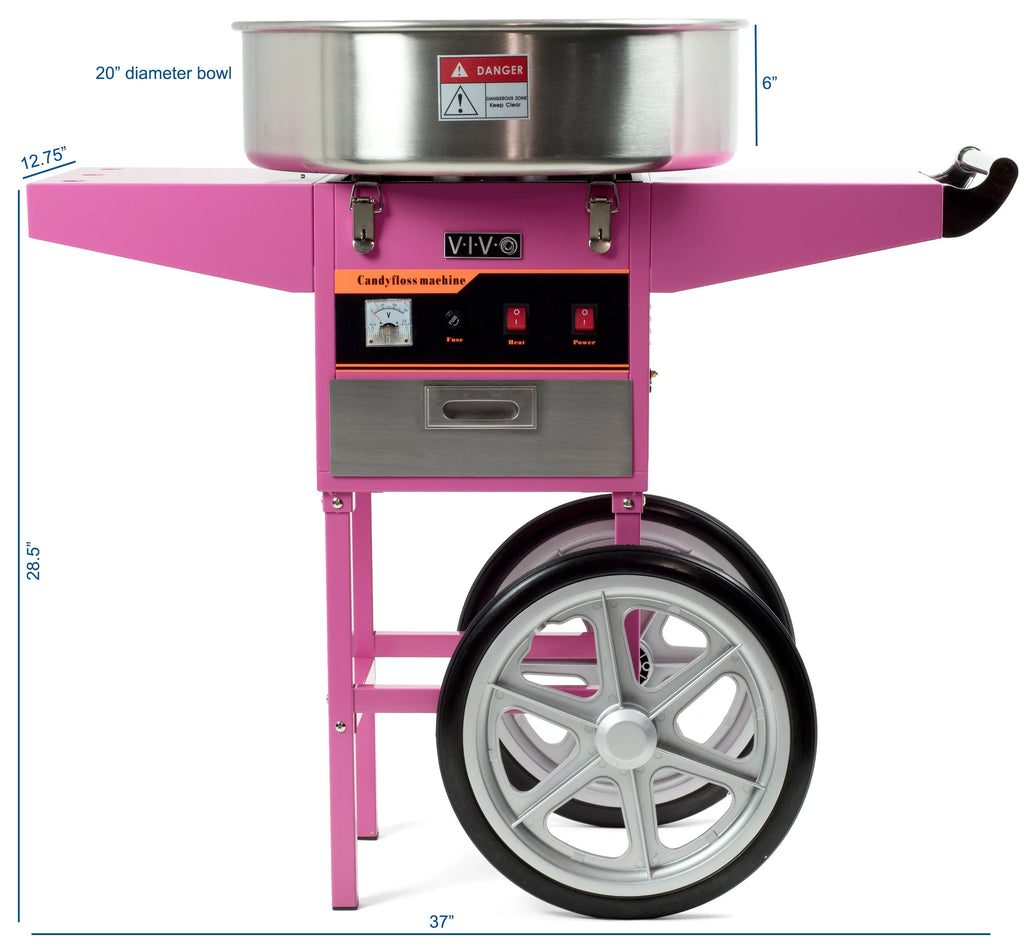 Pink Electric Cotton Candy Machine with Cart Stand S81919