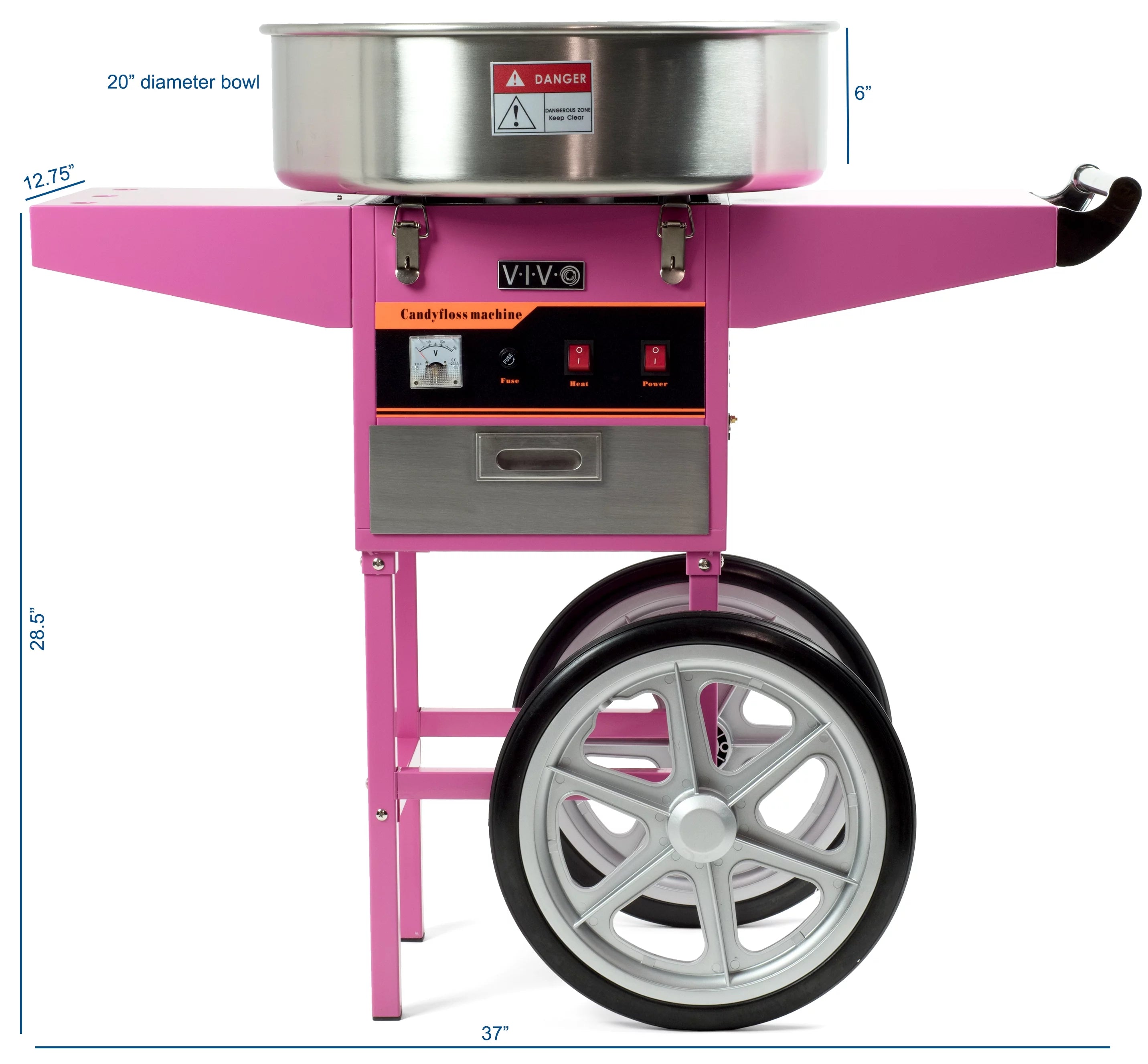 Pink Electric Cotton Candy Machine with Cart Stand S81919