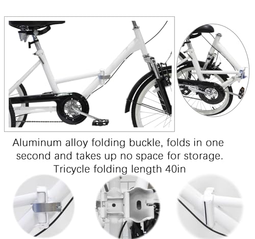 Adult Tricycle 7 Speed 20in Wheels Folding Bicycle with Cargo Basket I27044