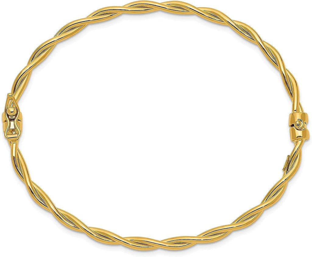 14K Yellow Gold Twisted Hinged Bangle Bracelet V160866