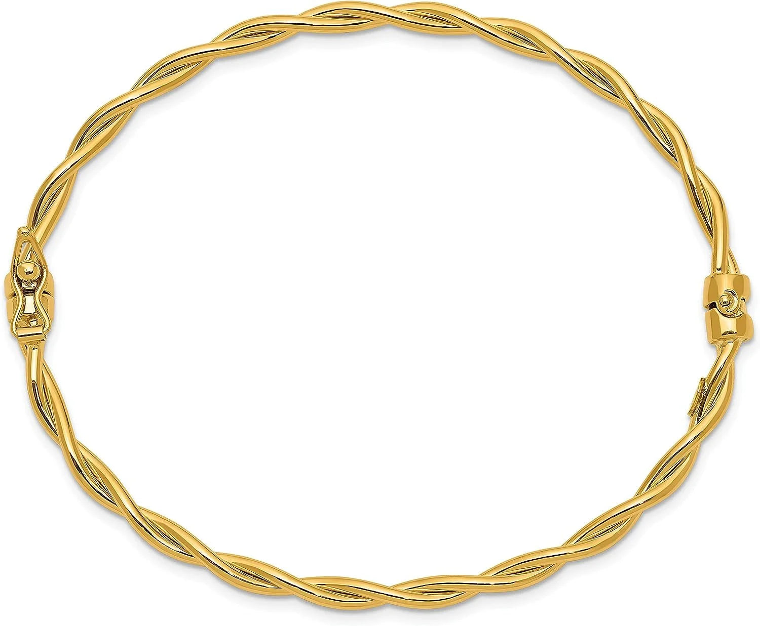 14K Yellow Gold Twisted Hinged Bangle Bracelet V160866