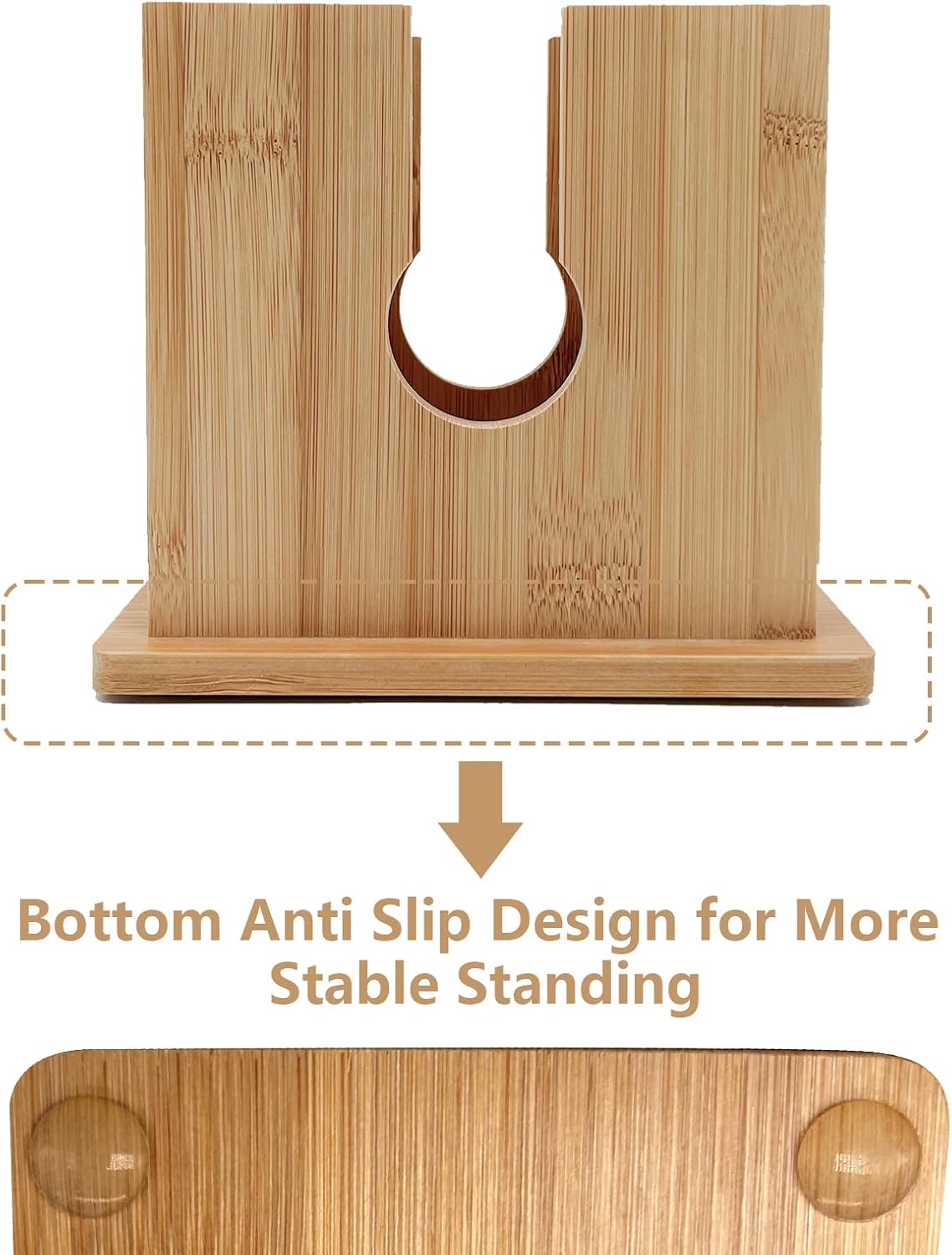 Bamboo Bagel Slicer with Anti-Slip Silicone Base M422932