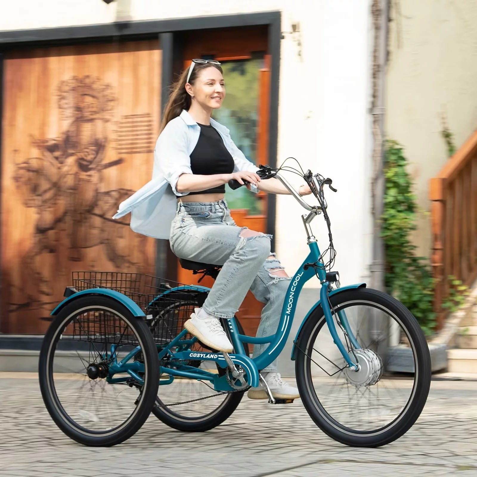 24" 350W 36V 7 Speeds Electric Tricycle with Basket Z90825