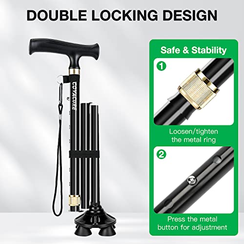 Foldable Adjustable Aluminum Alloy Walking Cane with Carry Bag G399