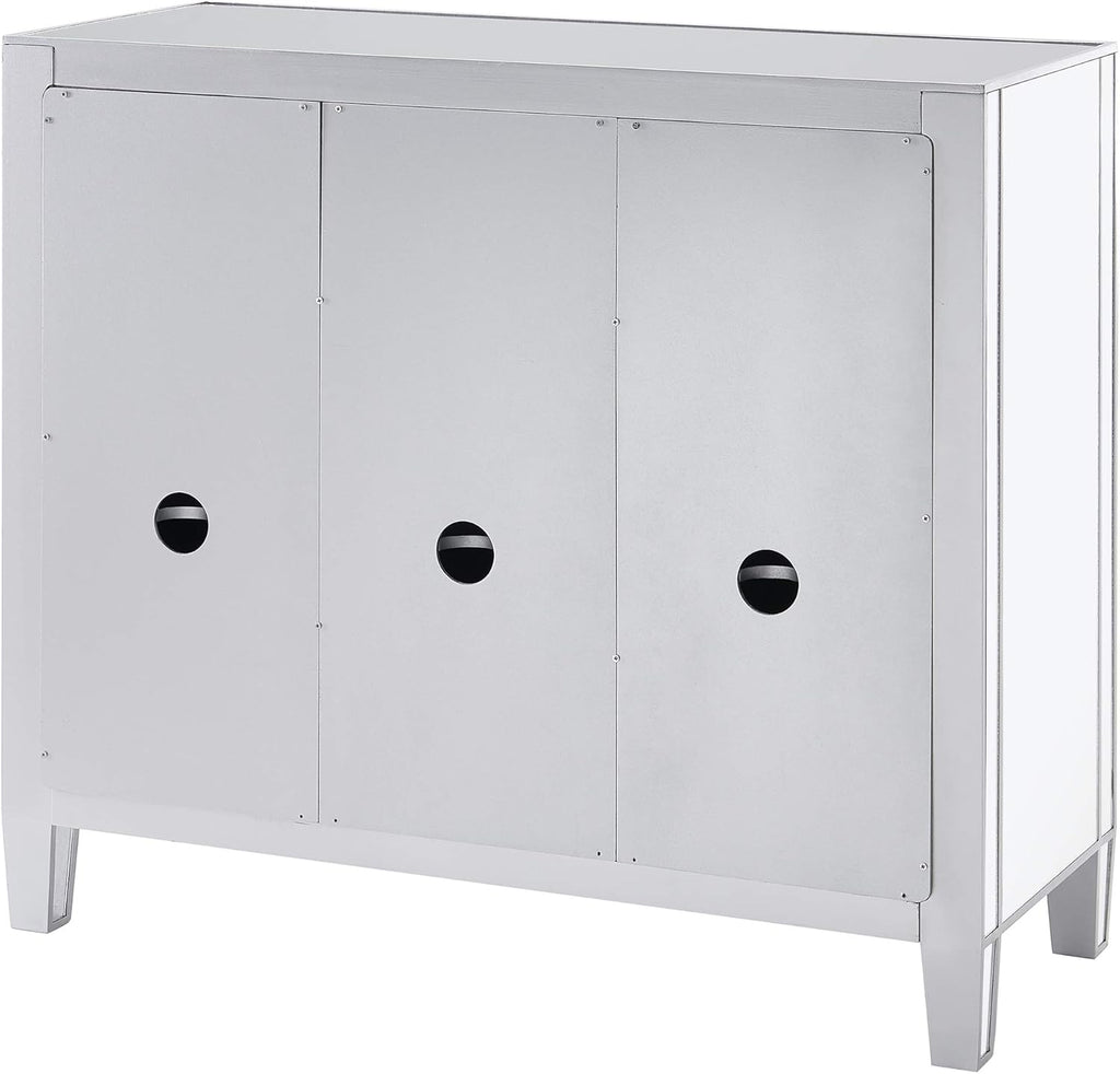 Mirrored Cabinet with Matte Silver Trim N158
