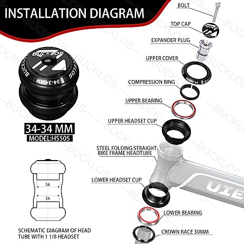 1-1/8 Bike Headset MTB Threadless Double Sealed Bearings Q509336