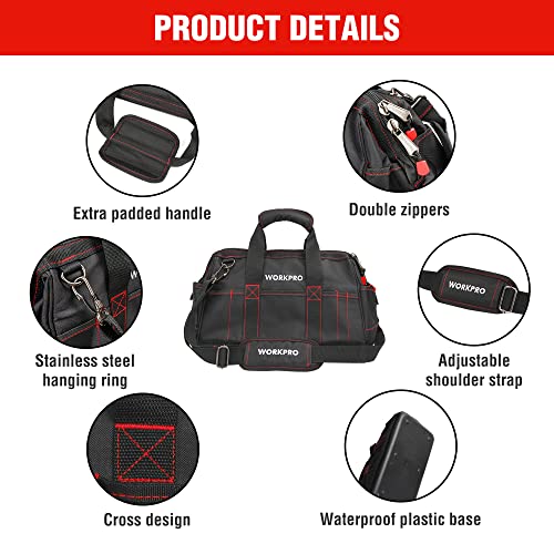 16-inch Wide Mouth Tool Storage Bag with Water Proof Rubber Base B931629