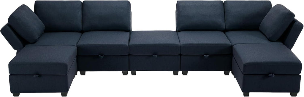 Blue Modular Sectional Sofa with Ottoman P502524
